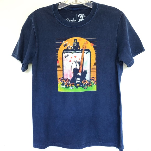 Jimi Hendrix Fender Guitar & Amp Girls Band Tee - Picture 1 of 5